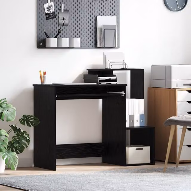 Berkfield Home Black Oak Computer Desk in Black Oak MDF
