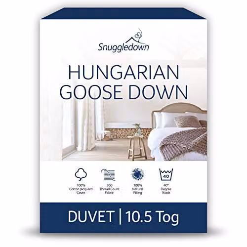 Snuggledown Retreat Hungarian Goose Down All Year Round 10.5 Tog Duvet in White, W/D/H: 135 x 200 cm