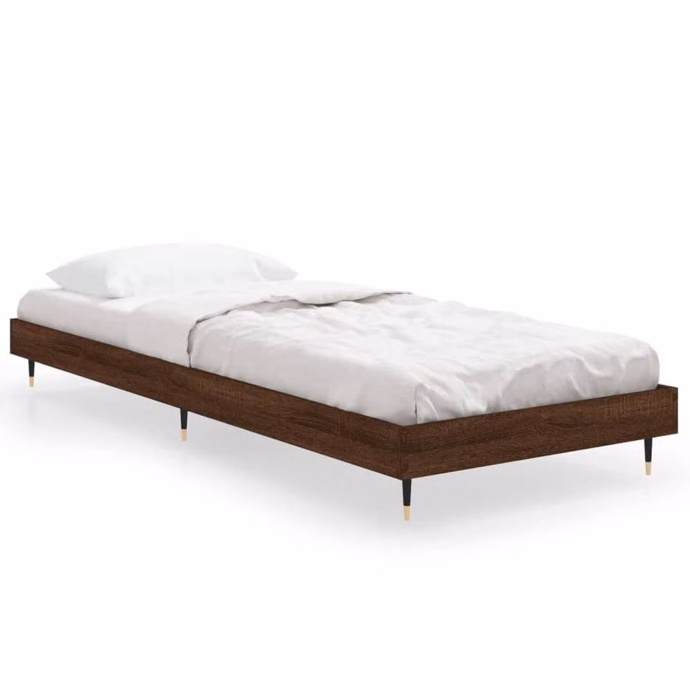 Berkfield Home Durable Small Single Bed Frame in Brown Oak, W/D/H: 190 x 78 x 20 cm – 3