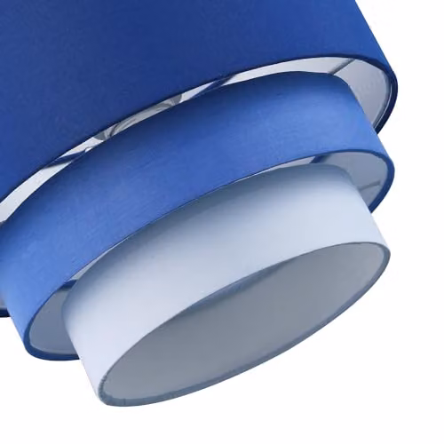 Happy Homewares Contemporary Round Triple Tier Blue Cotton Fabric Pendant Light Shade, Diameter: 30 cm – 2
