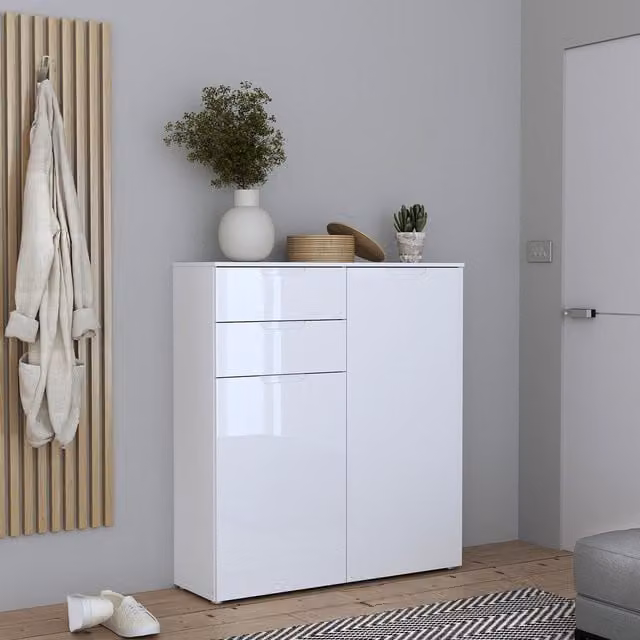 Furniture To Go Sienna Modern Glossy White Chest of Drawers