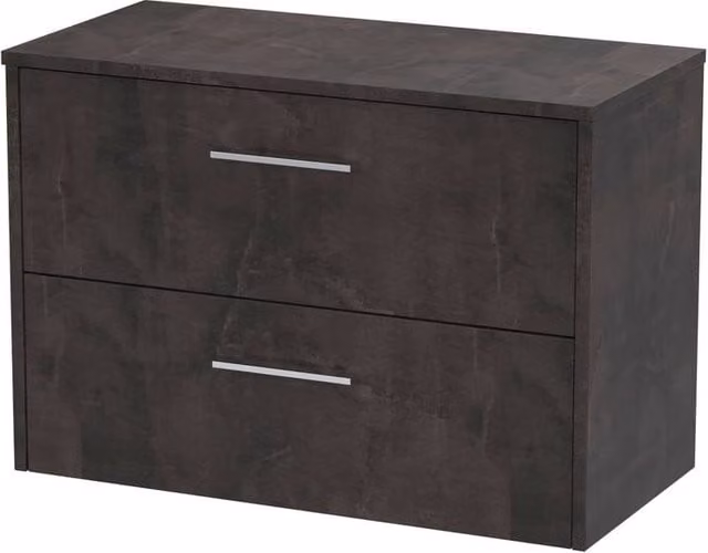 Balterley Winshill Contemporary Wall Hung 2 Drawer Bathroom Vanity Unit in Matt Grey – 1
