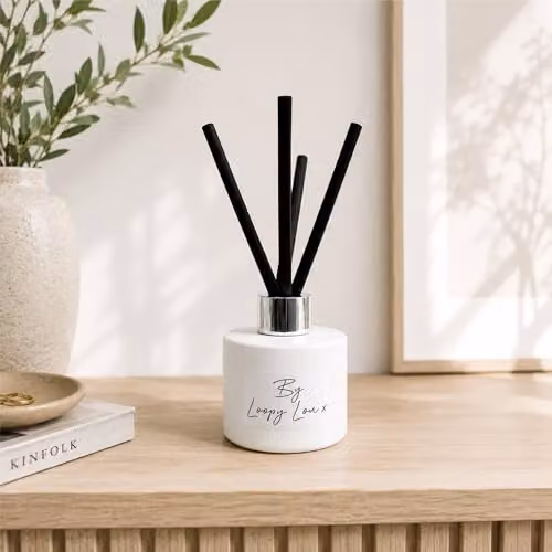60 Second Makeover Limited Nag Champa Luxury Flower Reed Diffuser, White Ceramic, Floral Scent