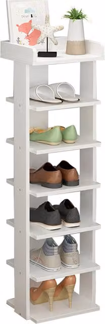 KOMORE Freestanding MDF Shoe Rack with Top Storage Shelf in White