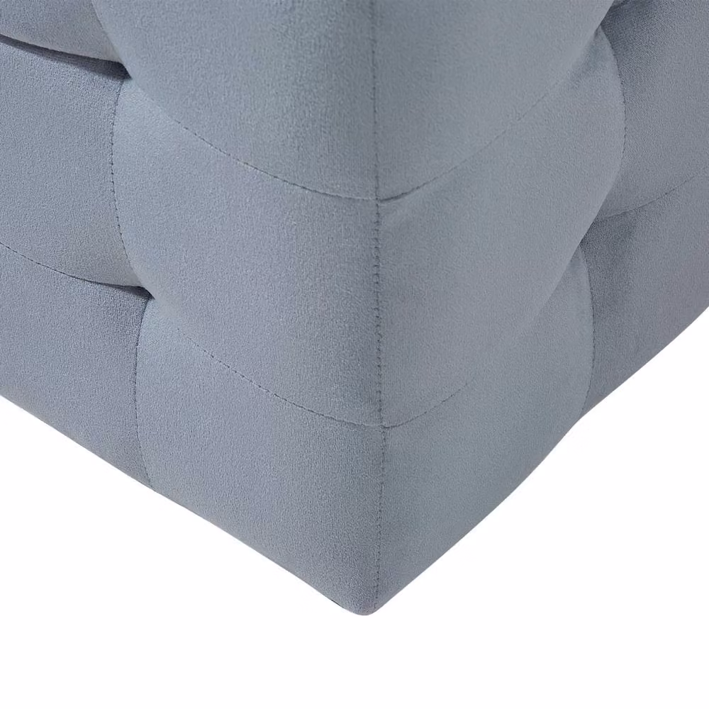 Wyld and Coco Grey Velvet Tufted Storage Ottoman Bench – 5
