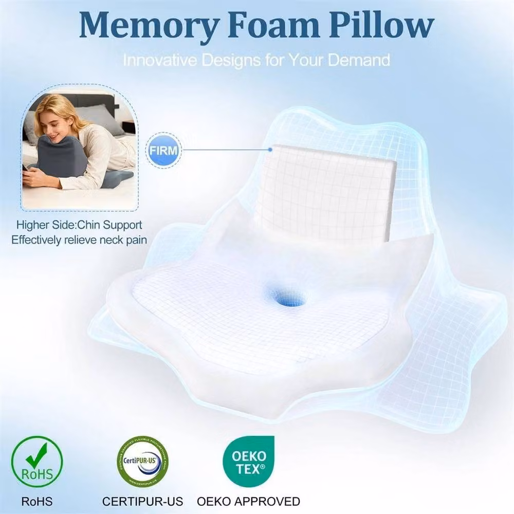 NESTLUNE Grey Memory Foam Stomach Sleeping Pillow for Babies with Removable Viscose Cover – 3