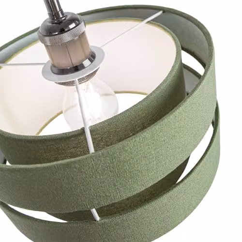 Happy Homewares Modern Green Linen Fabric Triple Tier Cylinder Ceiling Pendant Light Shade, Diameter: 26 cm – 2