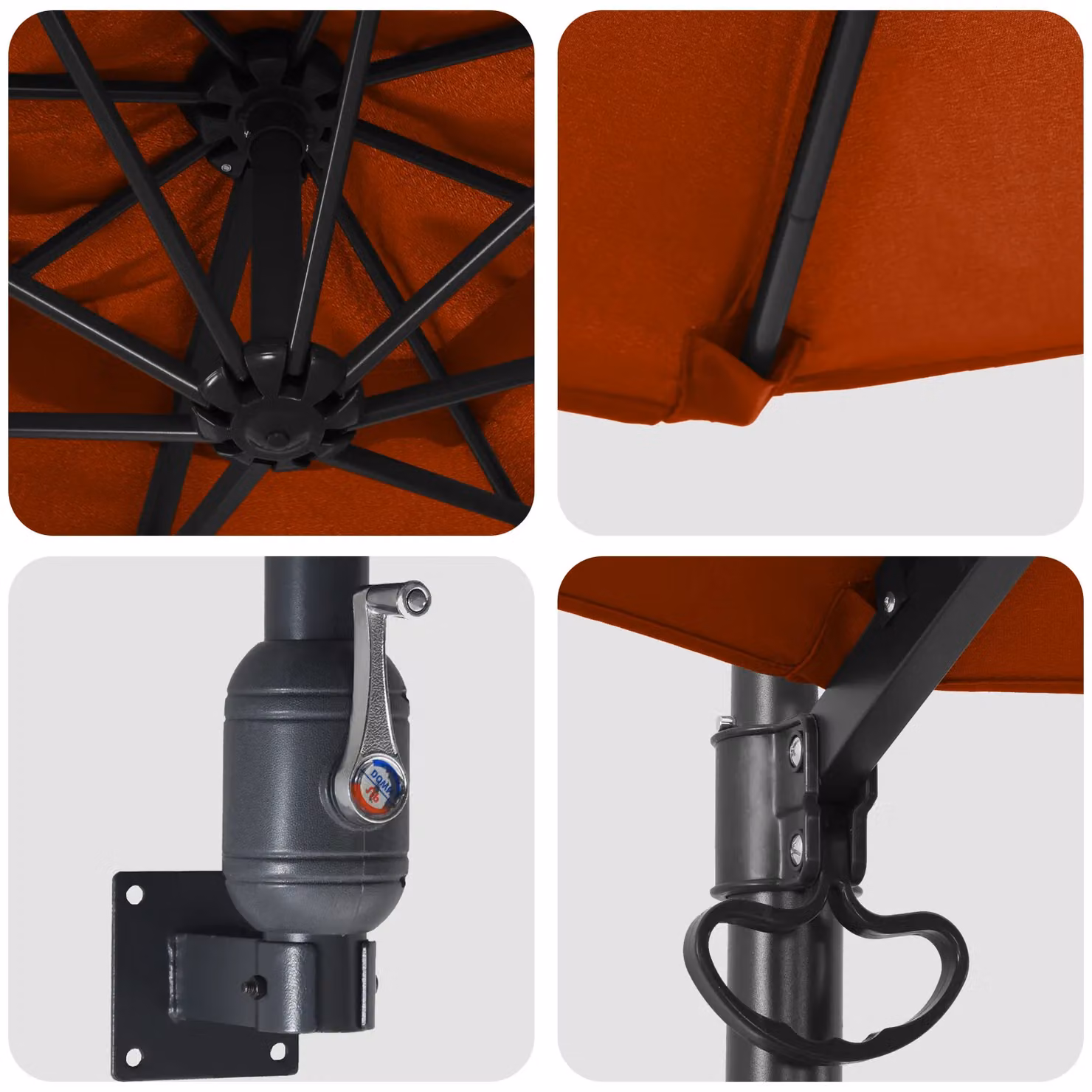 Berkfield Home Large Patio Umbrella in Terracotta with Aluminium Frame and Polyester Canopy, W/D/H: 248 x 248 x 148 cm – 4