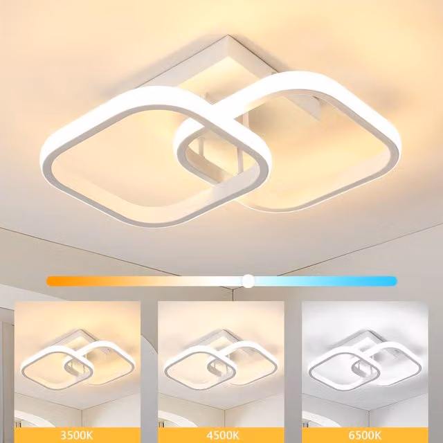 Pheashine Modern 18W LED Ceiling Light with Double Square Cross Design in White