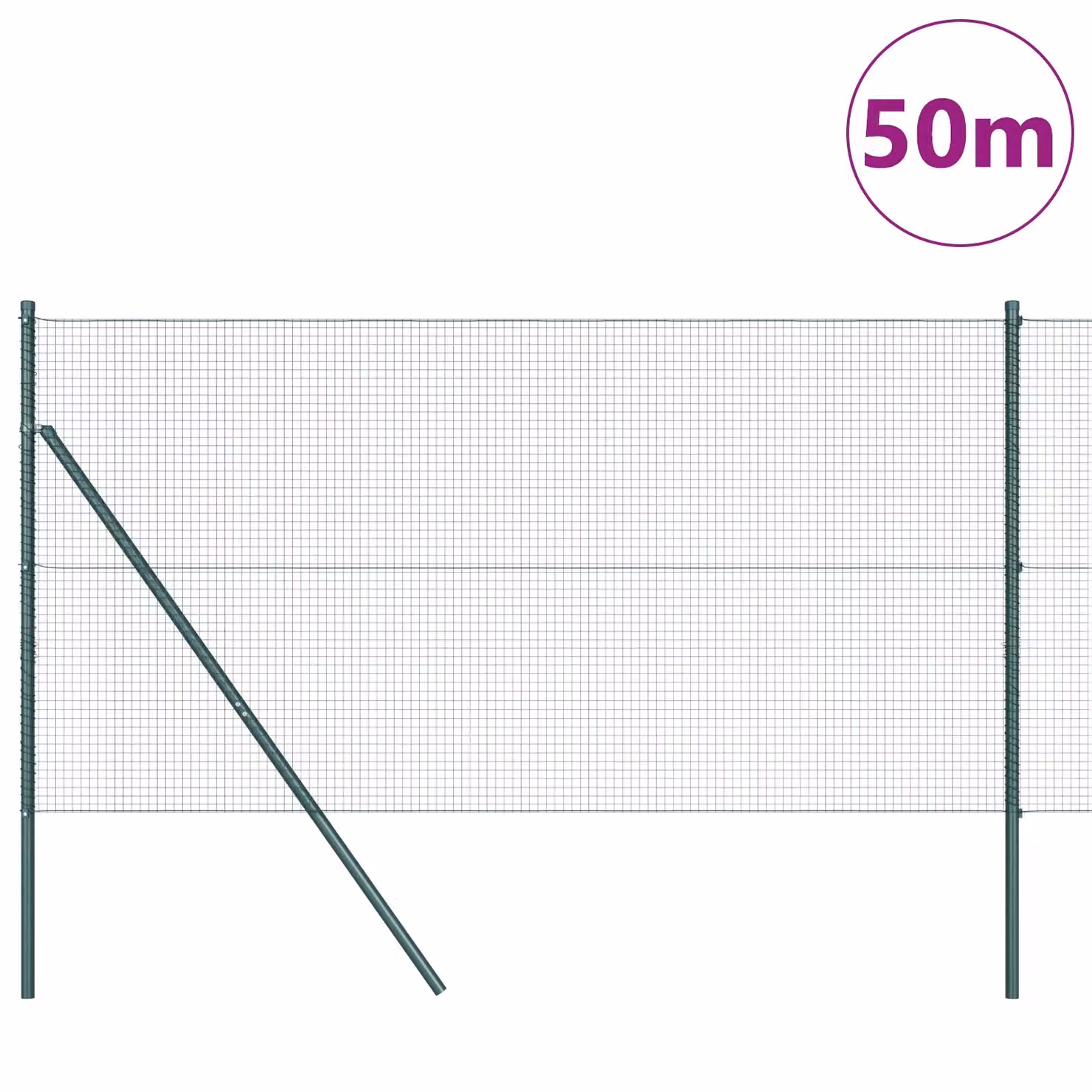 Berkfield Home Green Steel Welded Wire Fence with 13 Round Posts, W/H: 120 cm x 50 m – 2