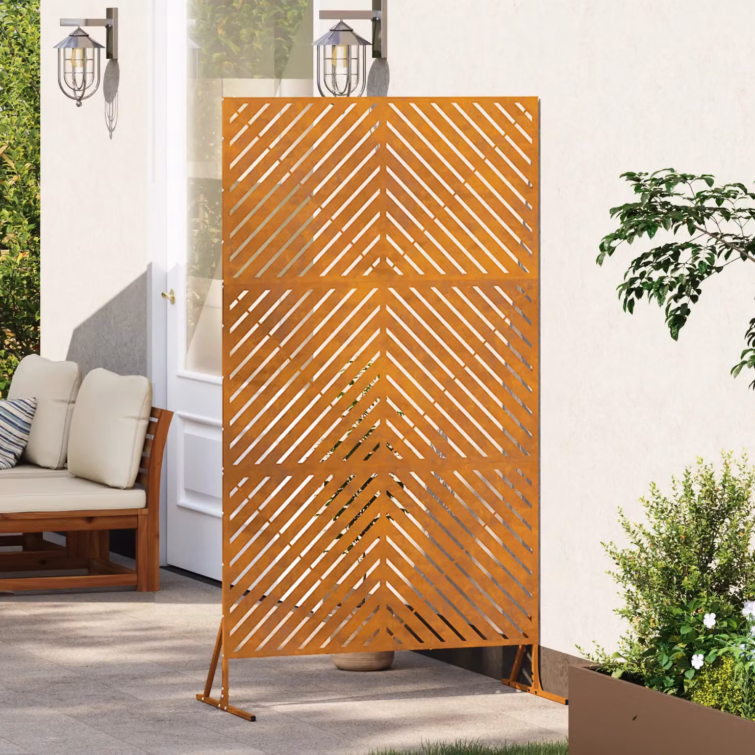 Berkfield Home Rectangular Stainless Steel Fence Panels in Brown, W: 100 cm, H: 180 cm – 3