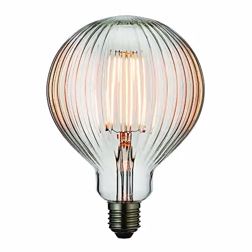 Loops LED Filament Lamp Bulb 4W E27 Clear Ribbed Glass Globe 2200k Warm White 480 Lumen – 1