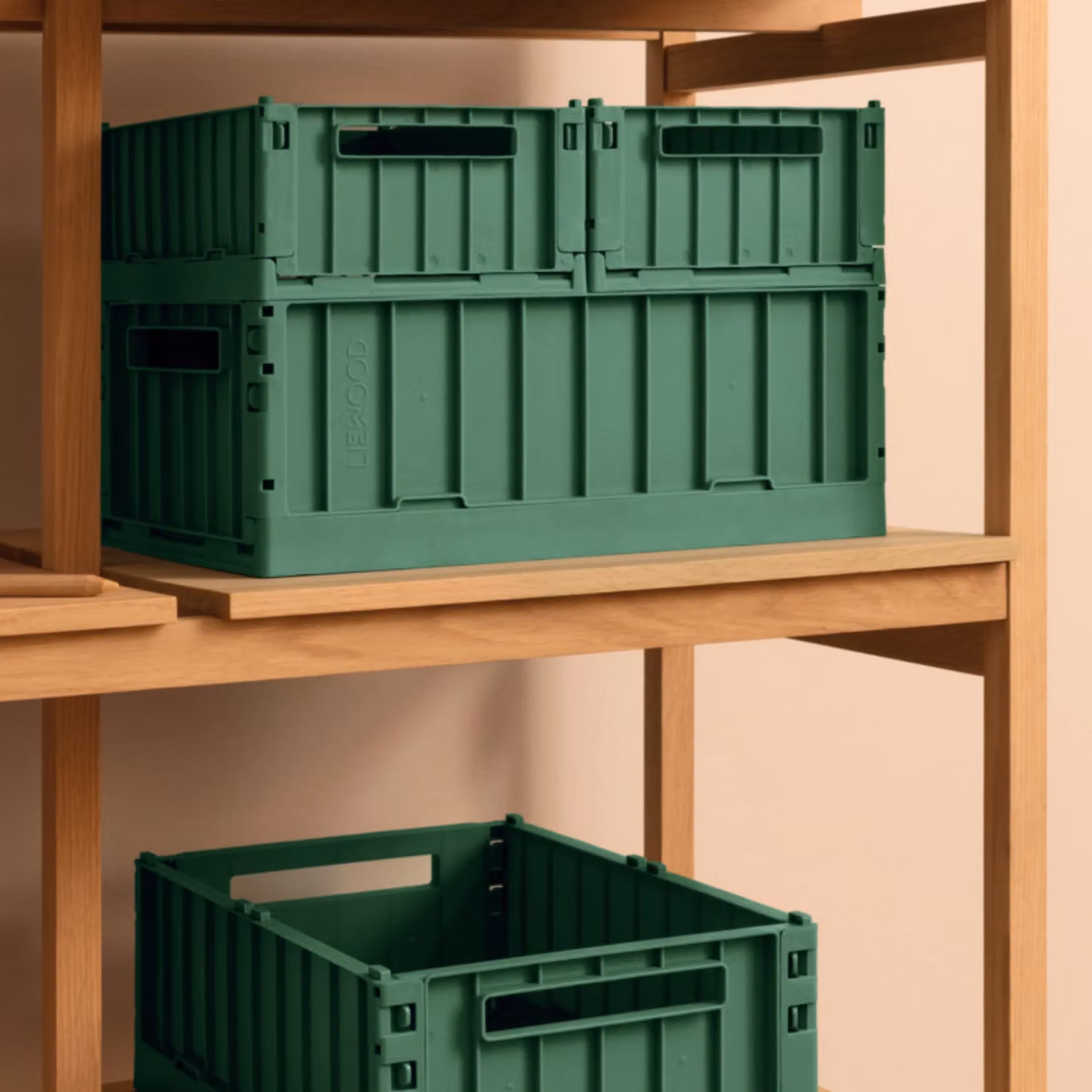 Liewood Weston Small Storage Crate Set of 2 in Green, W: 25.0 cm, D: 18.0 cm, H: 9.5 cm – 2