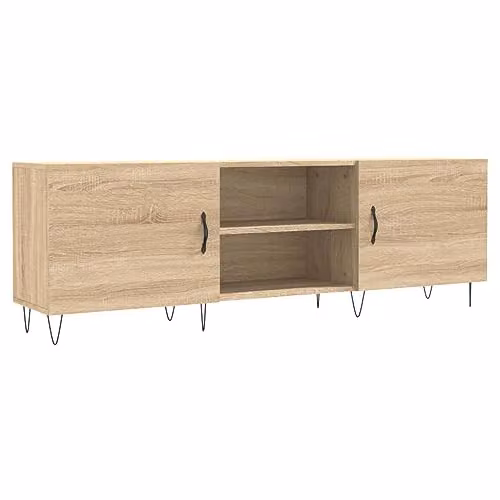 vidaXL TV Cabinet in Brown Wood and Metal, W: 150 cm, D: 30 cm, H: 50 cm