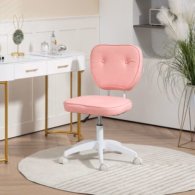 Vinsetto Pink Synthetic Leather Modern Task Chair for Home Office
