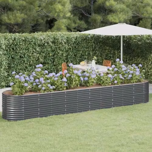 vidaXL Anthracite Galvanised Steel Garden Raised Bed W/D/H: 440 x 80 x 68 cm – 2