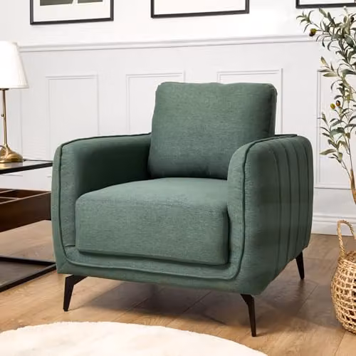 Bravich Brixton Modern Tub Armchair in Green Fabric with Solid Wood Frame and Foam Cushions – 4