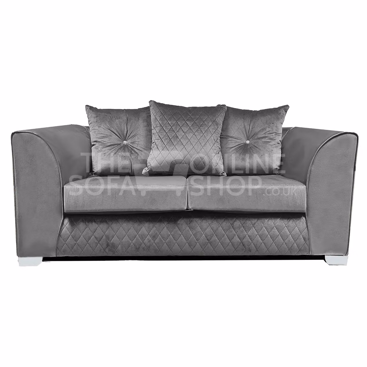 Snugg Furniture UK Limited Stork 2 Seater L-Shape Sofa in Grey Plush Velvet – 2