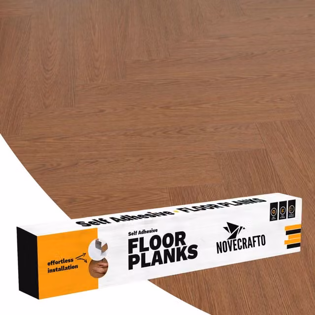 Novecrafto Self Adhesive Wood Look Vinyl Floor Planks, Light Brown, Pack of 36, W: 91.4 cm, D: 15.2 cm – 1