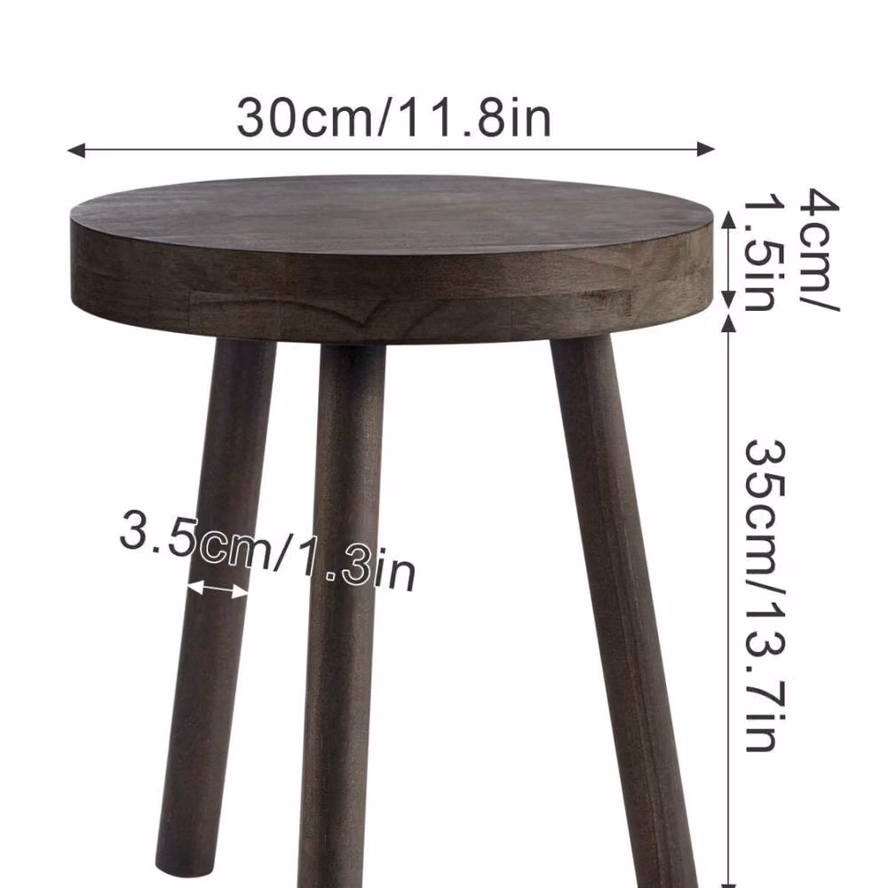 Kelvenix Rustic Pine Wooden Plant Stand and Side Table in Dark Brown, W/D/H: 35 x 30 x 40 cm – 2