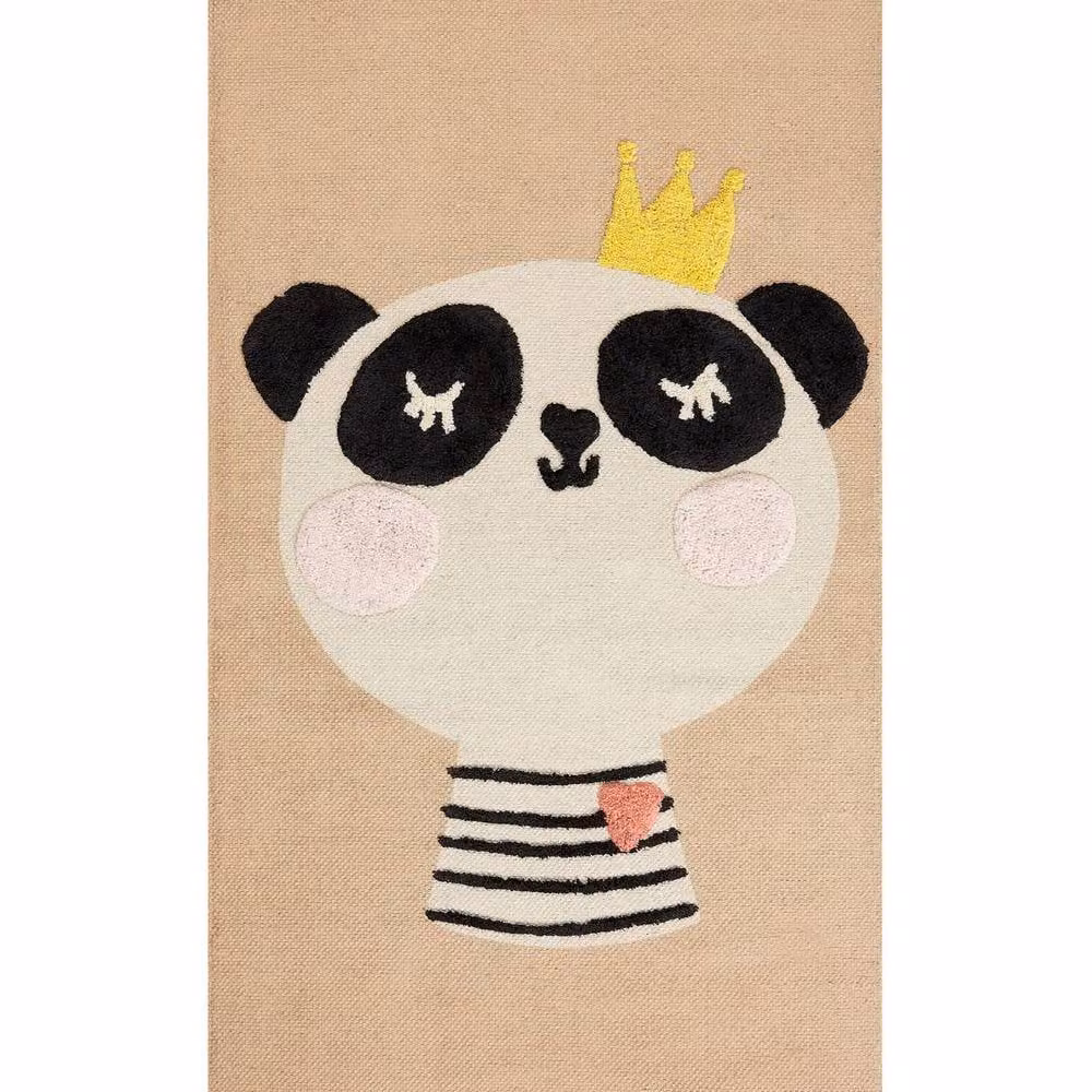 Wyld and Coco Panda Kids Area Rug in Beige, W/L: 80 x 150 cm – 1