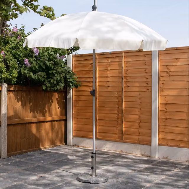 Samuel Alexander Modern Aluminium Garden Patio Parasol with Tilt Function in Beige, Silver and White