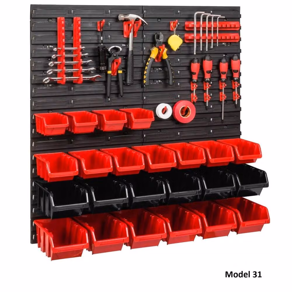 VOGREX Wall Mounted Red Plastic Pegboard Garage Storage Kit W: 77.2 cm, H: 78 cm – 3