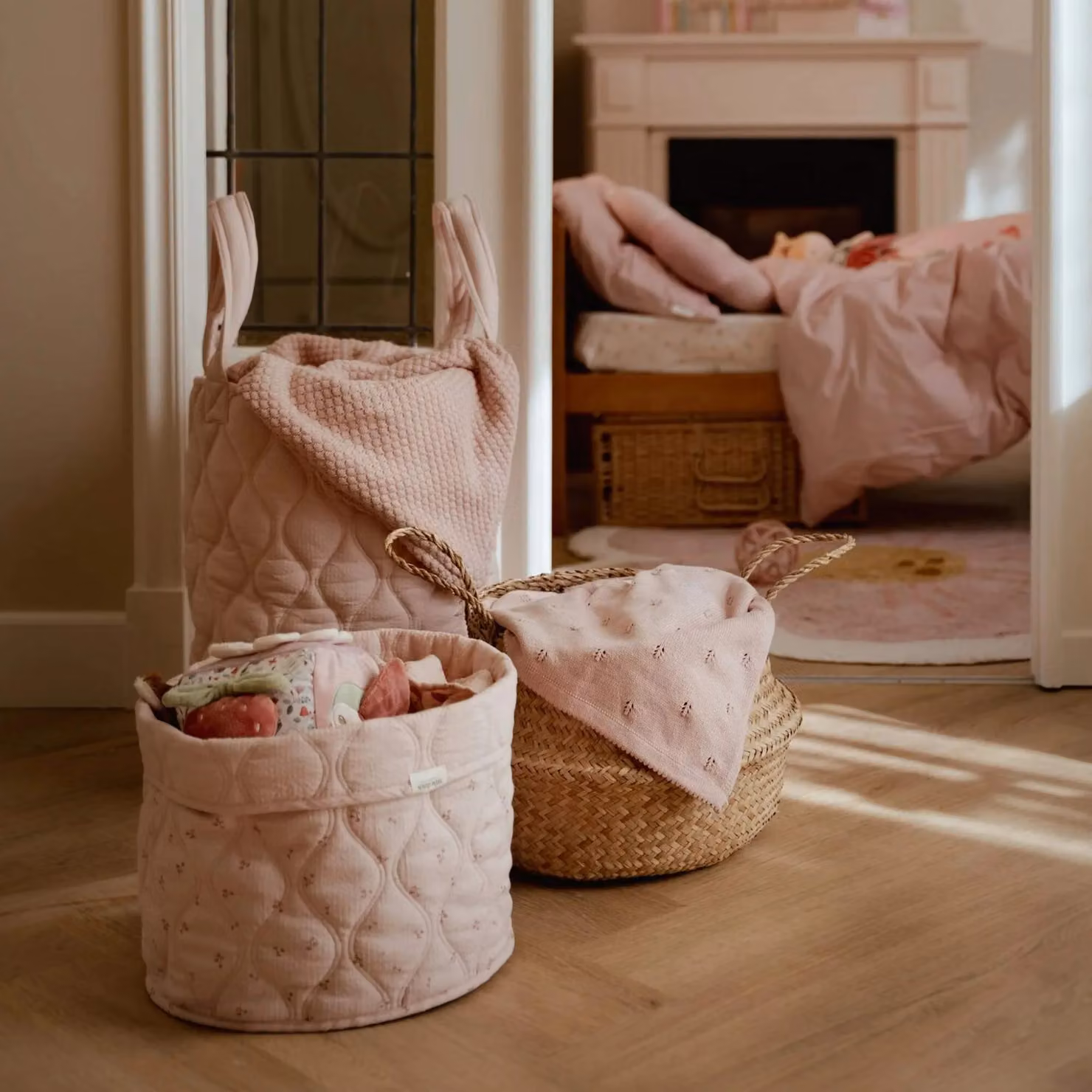 Little Dutch Large Fabric Storage Basket in Pink Pure Blossom – 2