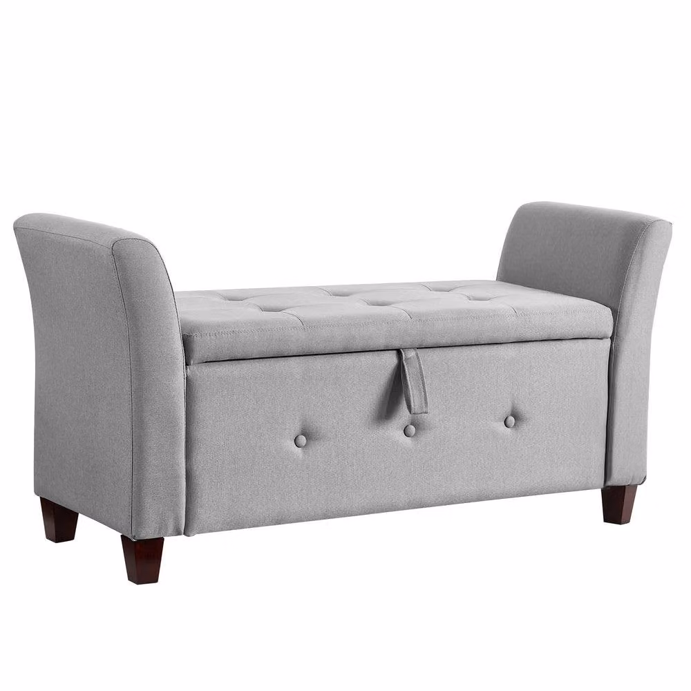 HD Designs Vida Designs Seville Upholstered Storage Ottoman in Light Grey – 2