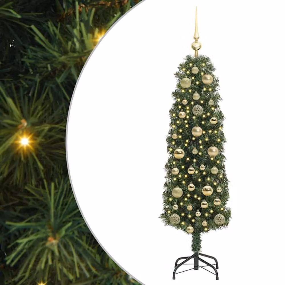 Berkfield Home Artificial Green Christmas Tree with 150 Warm White LEDs and Stand – 3