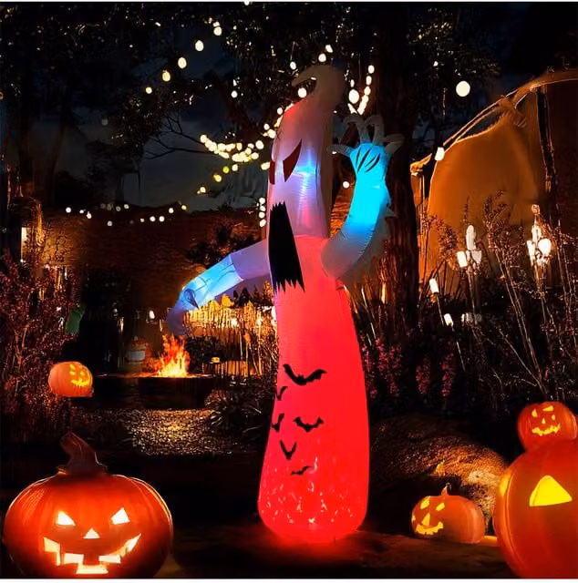 Living and Home 8ft Halloween Inflatable Ghost Decoration with LED Lights in White