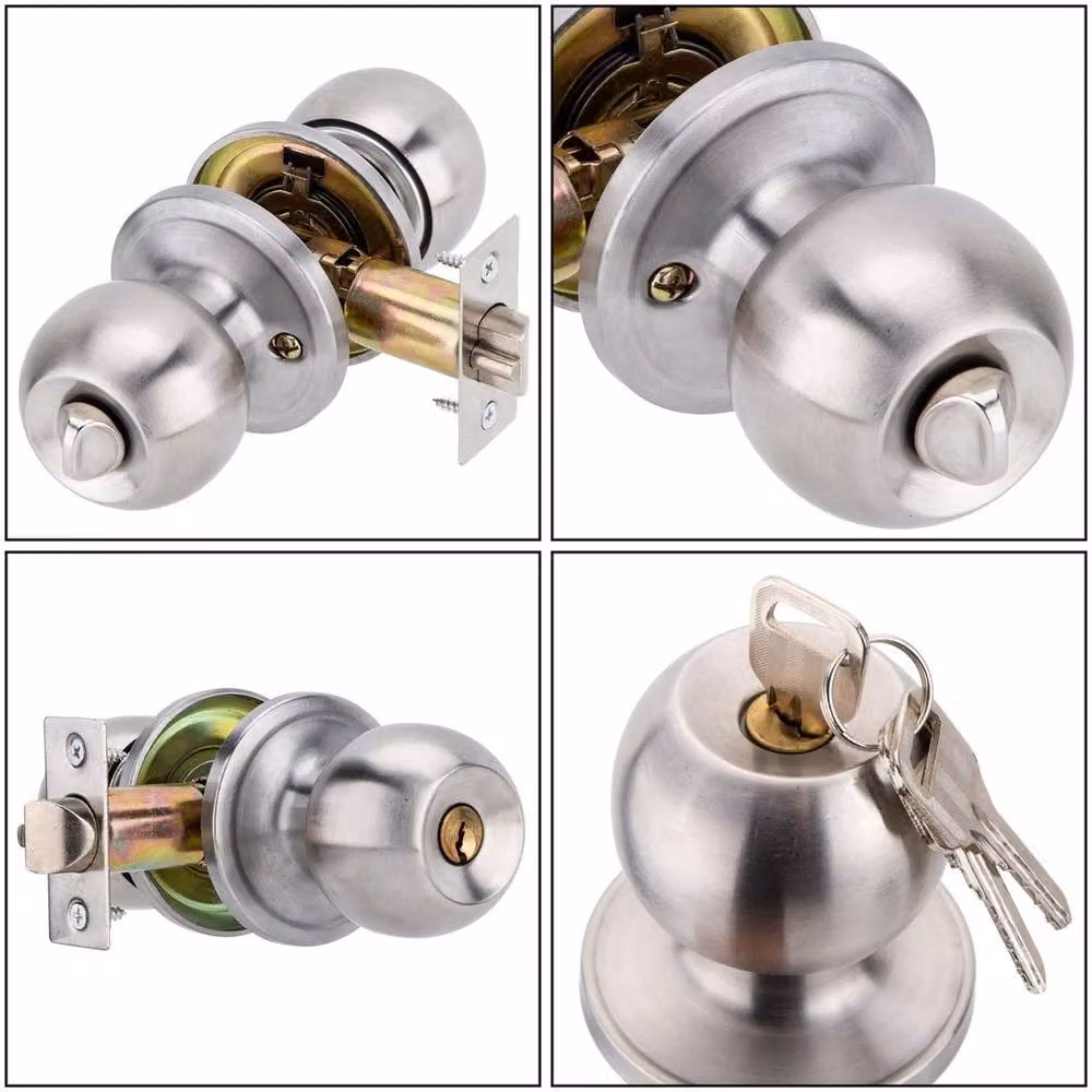 SPETLEK Silver Matt Stainless Steel Door Knob Set for Privacy or Passage Doors – 4