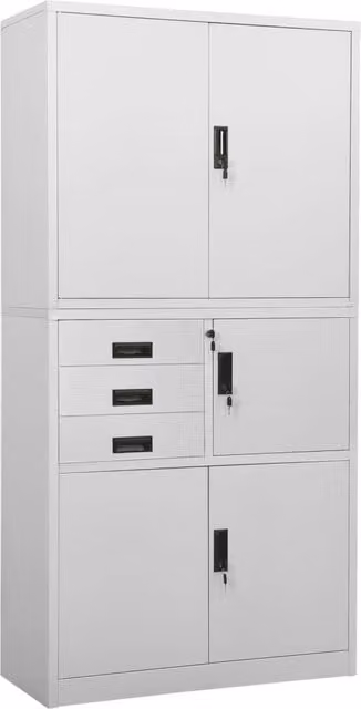 Berkfield Home Office Steel Cabinet in Matt Grey, W/D/H: 90 x 40 x 180 cm – 1