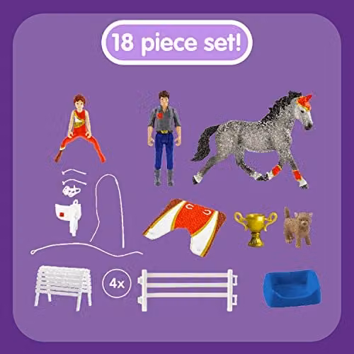 Schleich Horse Club Mia's Vaulting Set, Multicolour, H x W x D: 6.6 x 24.5 x 19 cm – 3