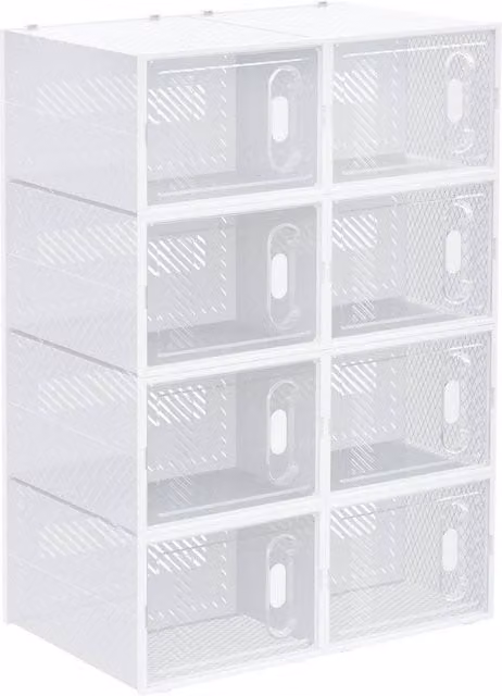 NESTLUNE 8-Piece Stackable Clear Plastic Shoe Storage Box Set – 1