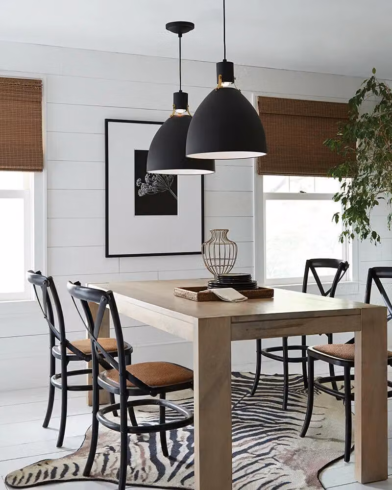 Loops Black Metal Suspended Dome Ceiling Pendant Light with 8W LED Bulb – 2