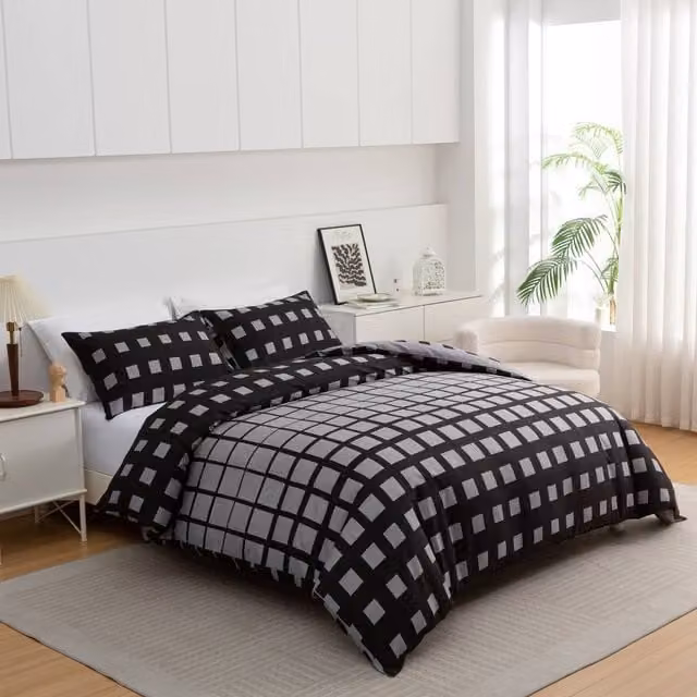 Grace Grey Double Brushed Microfibre Duvet Cover and Pillowcase Set with Concealed Zip Closure, W/D/H: 90 x 190 cm