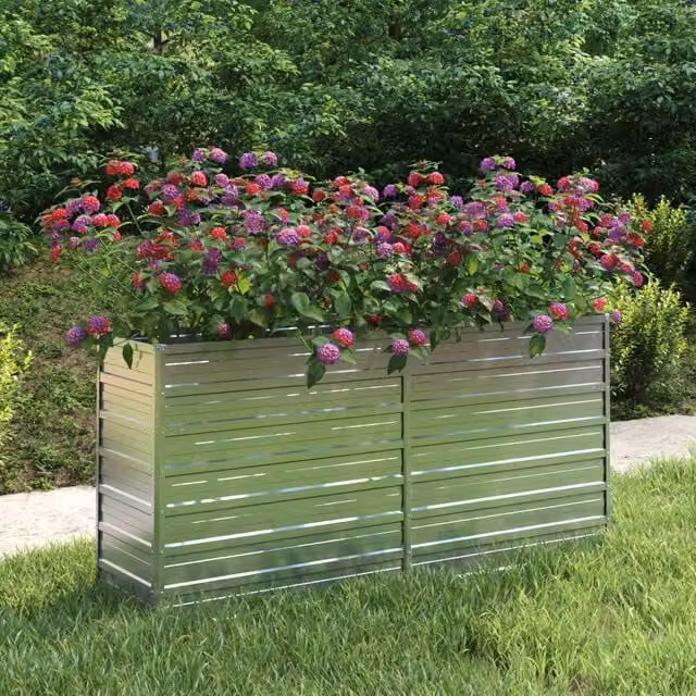 Berkfield Home Garden Galvanised Steel Raised Bed in Silver, W/D/H: 160 x 40 x 77 cm – 1