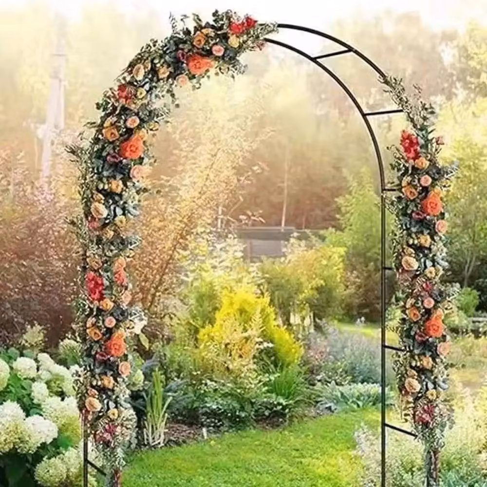 FLAVORA Heavy Duty Metal Decorative Garden Arch in Matt Black, H 240 cm x W 140 cm – 2