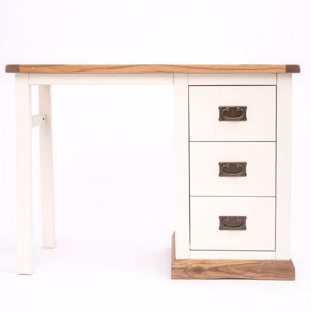 Cabinet Bits Tropea 3 Drawer Dressing Table in Off-White with Brass Drop Handles