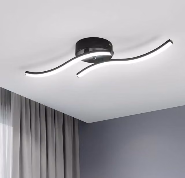 COMELY Modern 12W LED Ceiling Light in Black with Dual LED Stripes – 1
