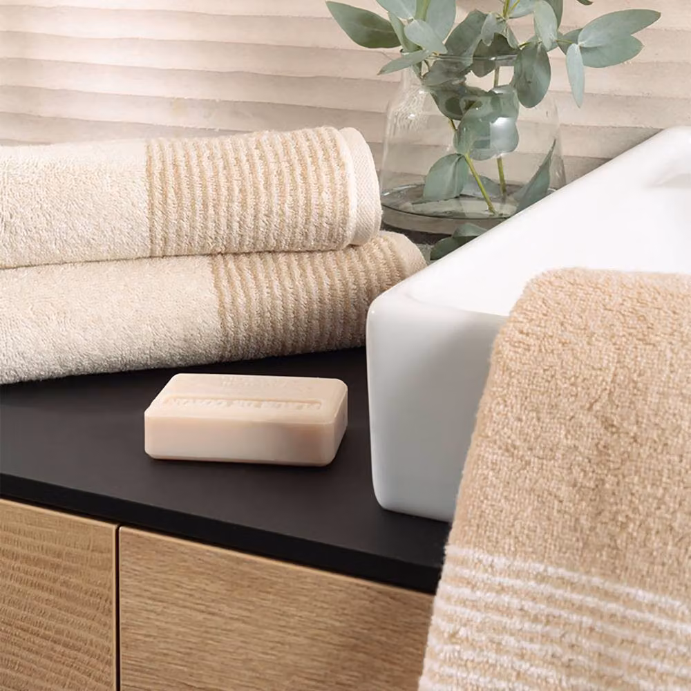 Cawo Luxury Two-Tone Cotton Terry Towel in Natural Beige – 2