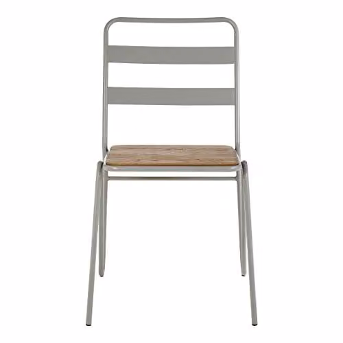 Premier Housewares Industrial Dining Chair in Grey Metal and Brown Wood, W: 43 cm, D: 52 cm, H: 84 cm – 1