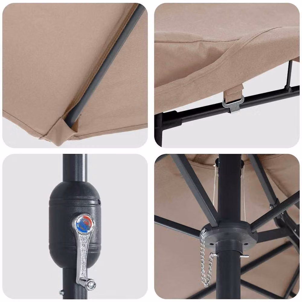 Berkfield Home Modern Folding Garden Parasol in Beige, W/D/H: 385 x 209 x 244 cm – 4