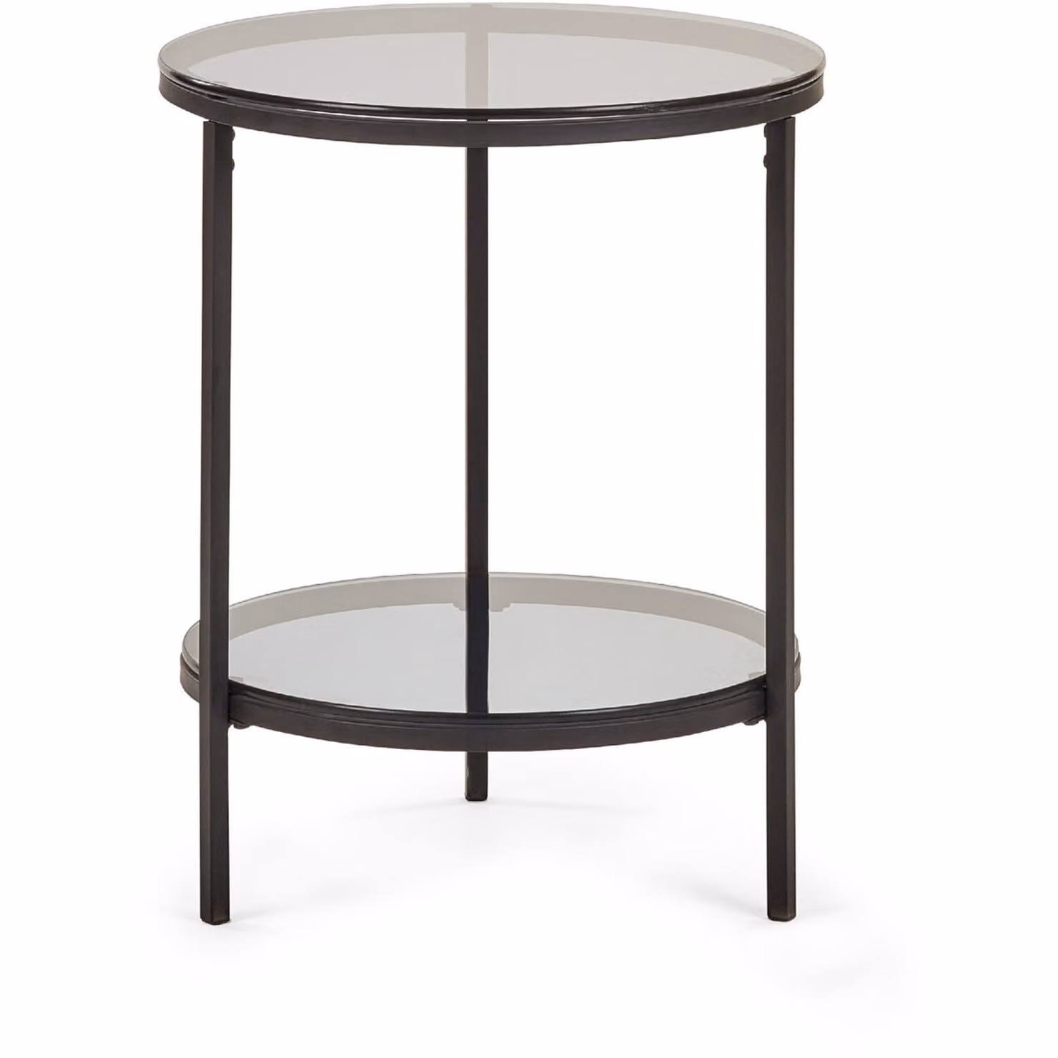 Julian Bowen Chicago Round Lamp Table with Shelf in Black and Smoked Glass – 2