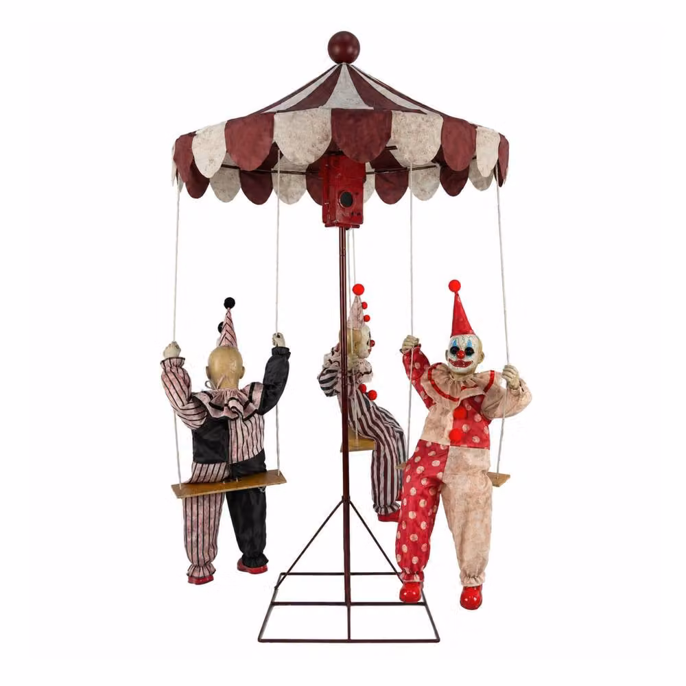 Samuel Alexander 6ft Tall Clown Go-Round Animated Halloween Prop Decoration in Red and Multicolour – 3