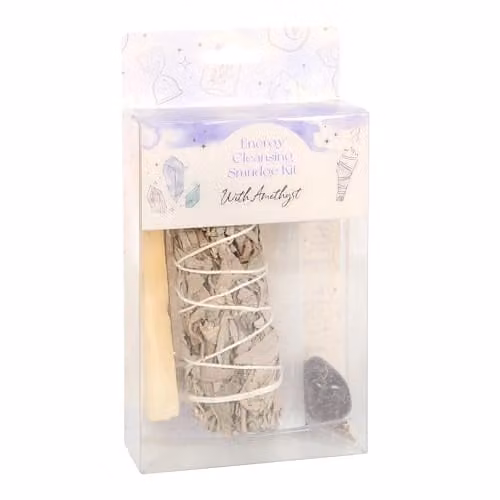 KDMD Smudge Kit with Amethyst Crystal and Herbs in White and Multicolour – 1