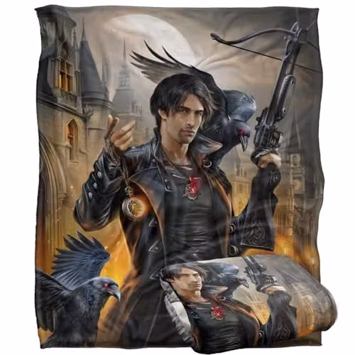 JQ Licensing En Night Hunter Ravens Silky Touch Super Soft Throw Blanket, White, W/D: 152 x 127 cm