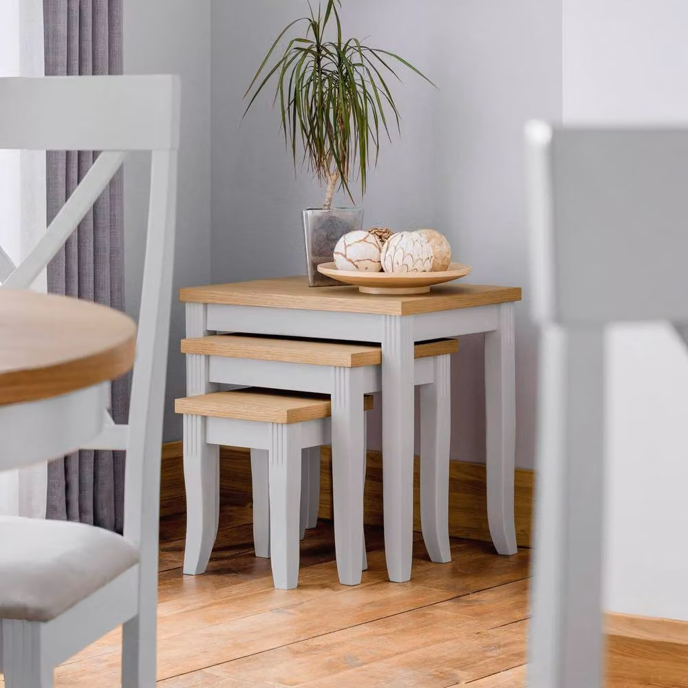 Cheshire Drumlanrig Contemporary Nest Of Tables in Elephant Grey and Light Oak – 2