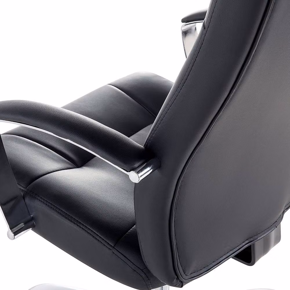 Wyld Haus Black Faux Leather Ergonomic Swivel Chair with Headrest and Armrests – 6